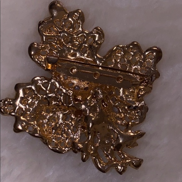 Gold tone faux  diamond costume pin brooch - Picture 4 of 7